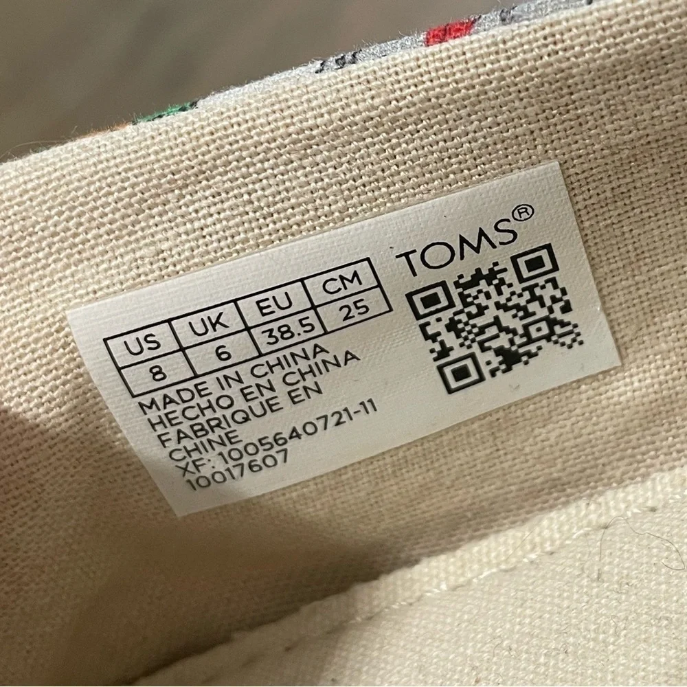 New TOMS Women’s Belmont Holiday Cats Print Ortholite Flats Shoe in Light Gray 8
